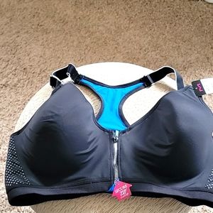 Maidenform 40D Front Zip Sports Bra - Black/Blue